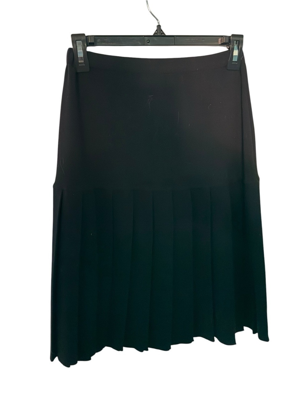 Vintage Designer Salvatore Ferragamo 100% Wool Black Pleated A-Line Italy Skirt